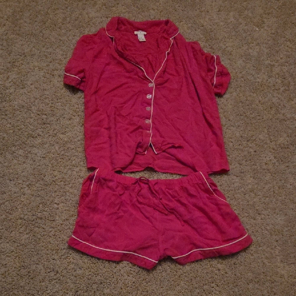 Hot Pink Button-Up Pajama Set